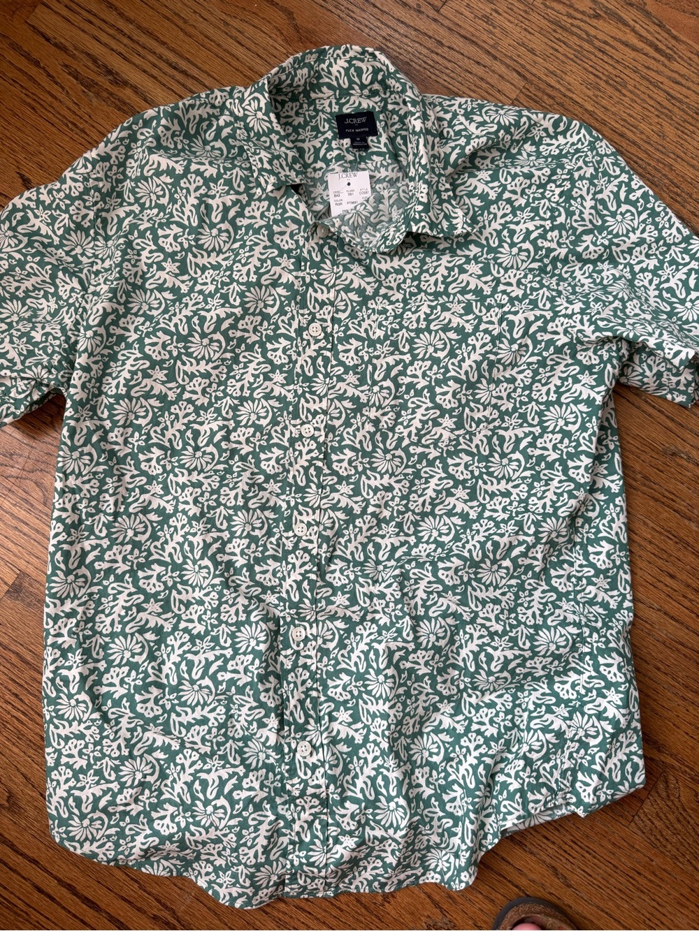 J. Crew Green and White Floral Button-Down Shirt - Men